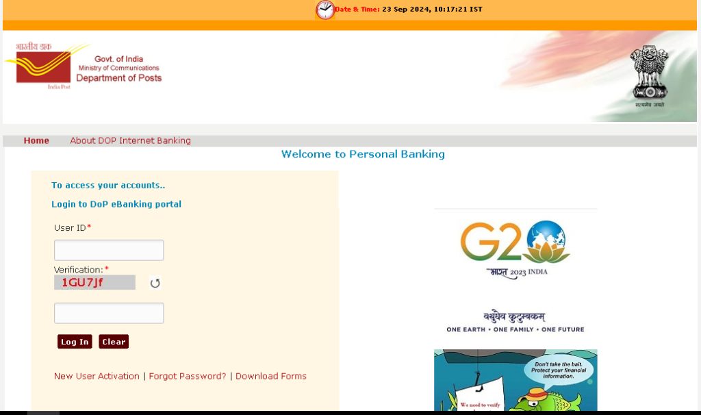 SCSS Scheme in Post Office Internet Banking